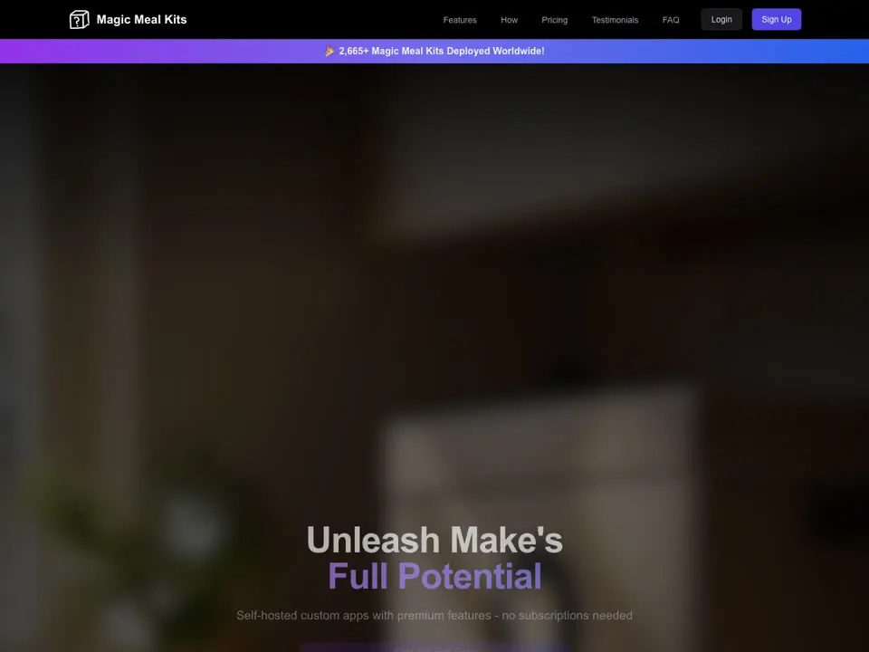 Magic Meal Kits for Make landing page